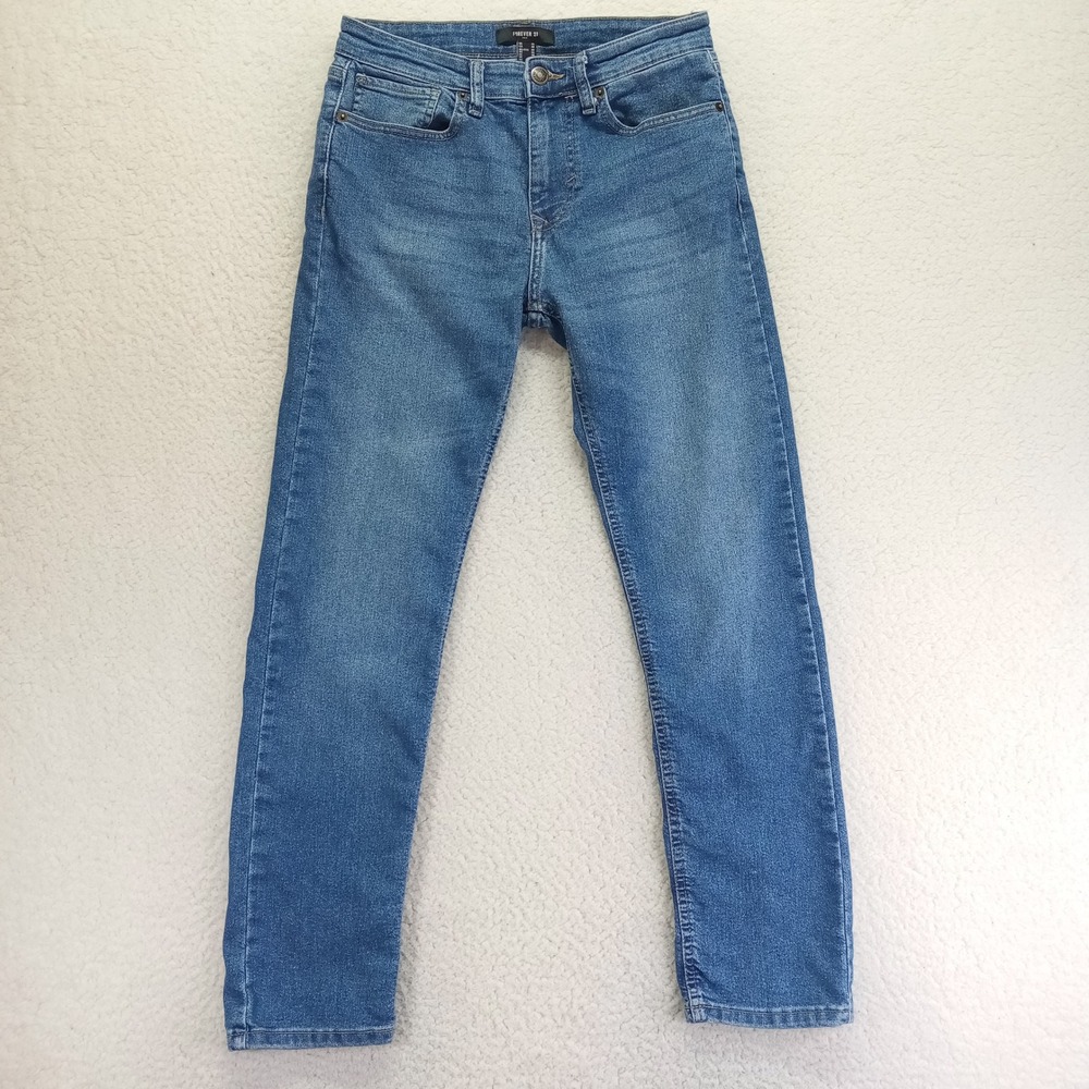Forever 21 Men Slim Fit Medium Wash Blue Jeans Size 30 Cotton‎ Blend Stretch